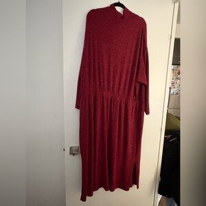 Old Navy Long Sleeve Ribbed Maxi Dress in Deep Wine
